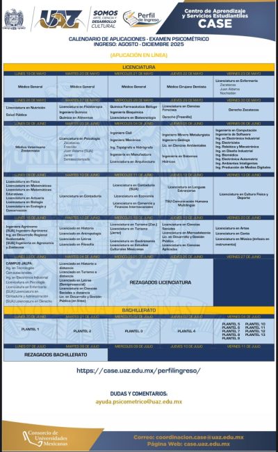 Calendario Psicometrico AD 2025
